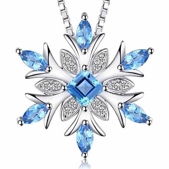 925 Sterling Silver Snowflake Pendant With Chain - Picture 4 of 5